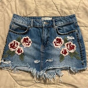 Free People floral denim mini skirt